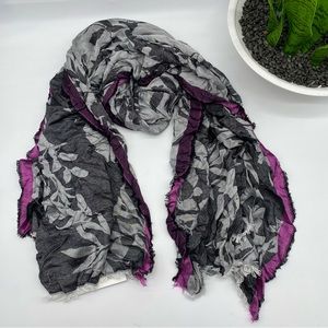 Calvin Klein floral print oblong chambray scarf with contrast border NEW